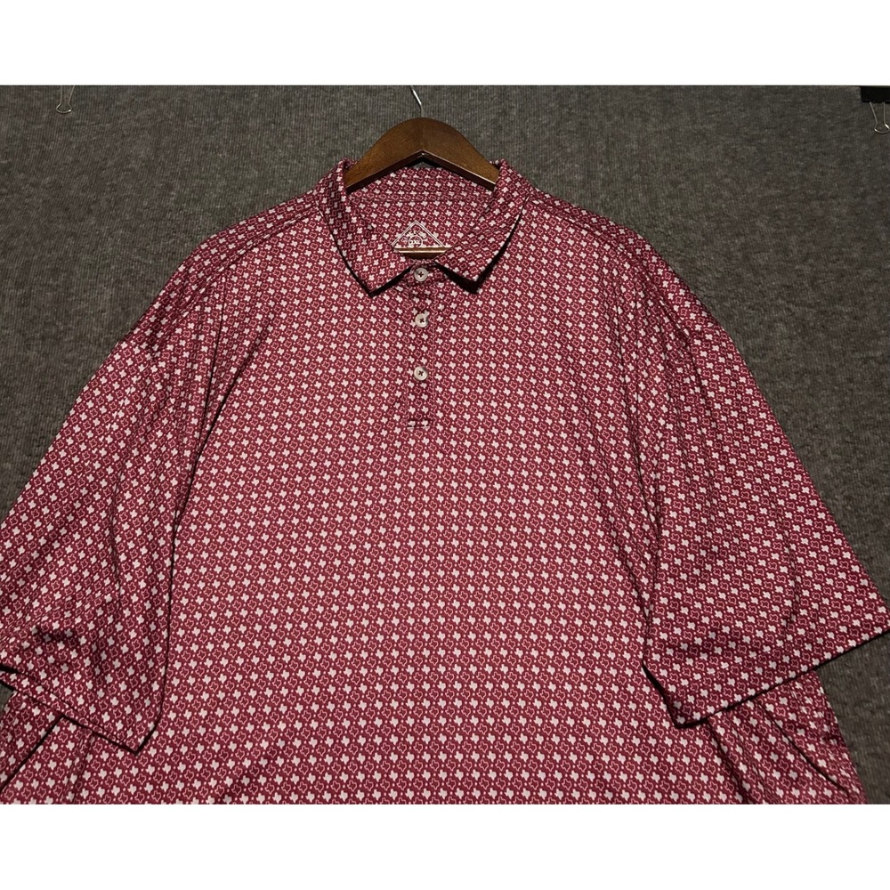 Burlebo polo shirt mens red golf performance stretch texas AOP size 2XL